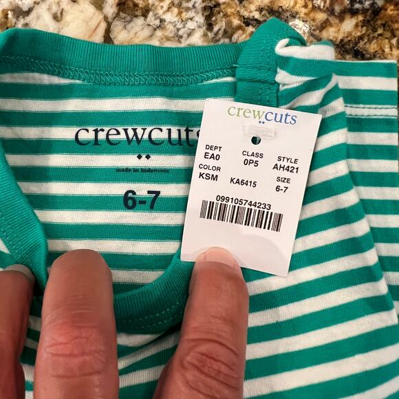NWT J. Crew Boy's Mint Green and White Stripe T-Shirt - Picture 5 of 7